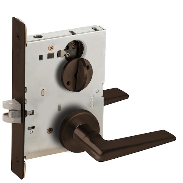 Schlage Grade 1 Bed Bathroom Privacy Mortise Lock, 05 Lever, A Rose, Dark Oxidized Satin Bronze Oil Rubbed F L9040 05A 613 - main